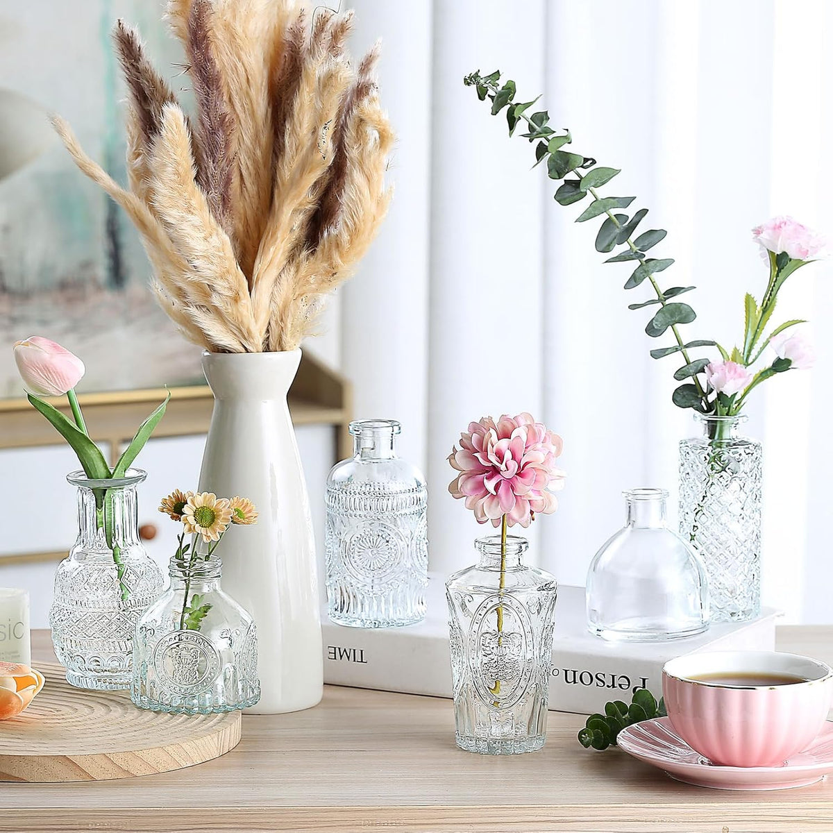 Glass Bud Vase 15 Pcs for Centerpieces Wedding,Home Decor,Bud Vases in Bulk for Flowers,Small Vases