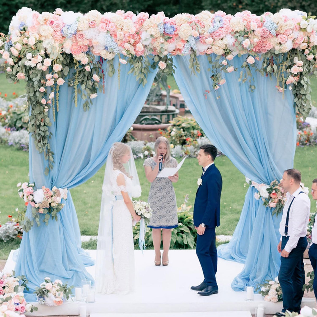 Wokceer Wedding Arch Draping 2 Panels 28.7" x 20FT Baby Blue Sheer Fabric Backdrop for Ceremony