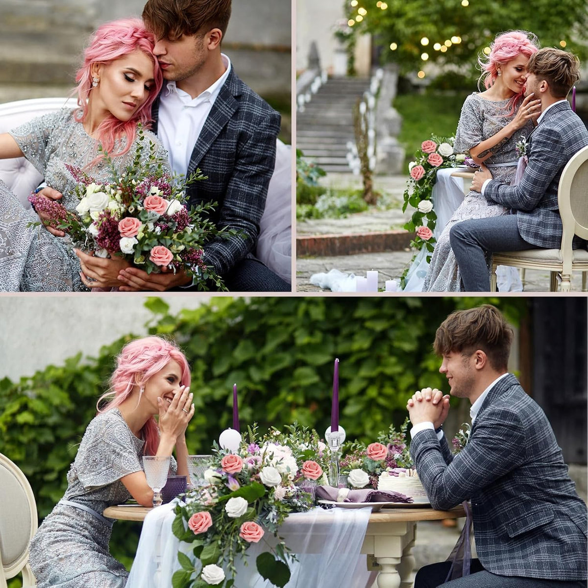200PCS Artificial Flowers Pink Roses Real Looking Foam Fake Roses with Leaves for DIY Wedding