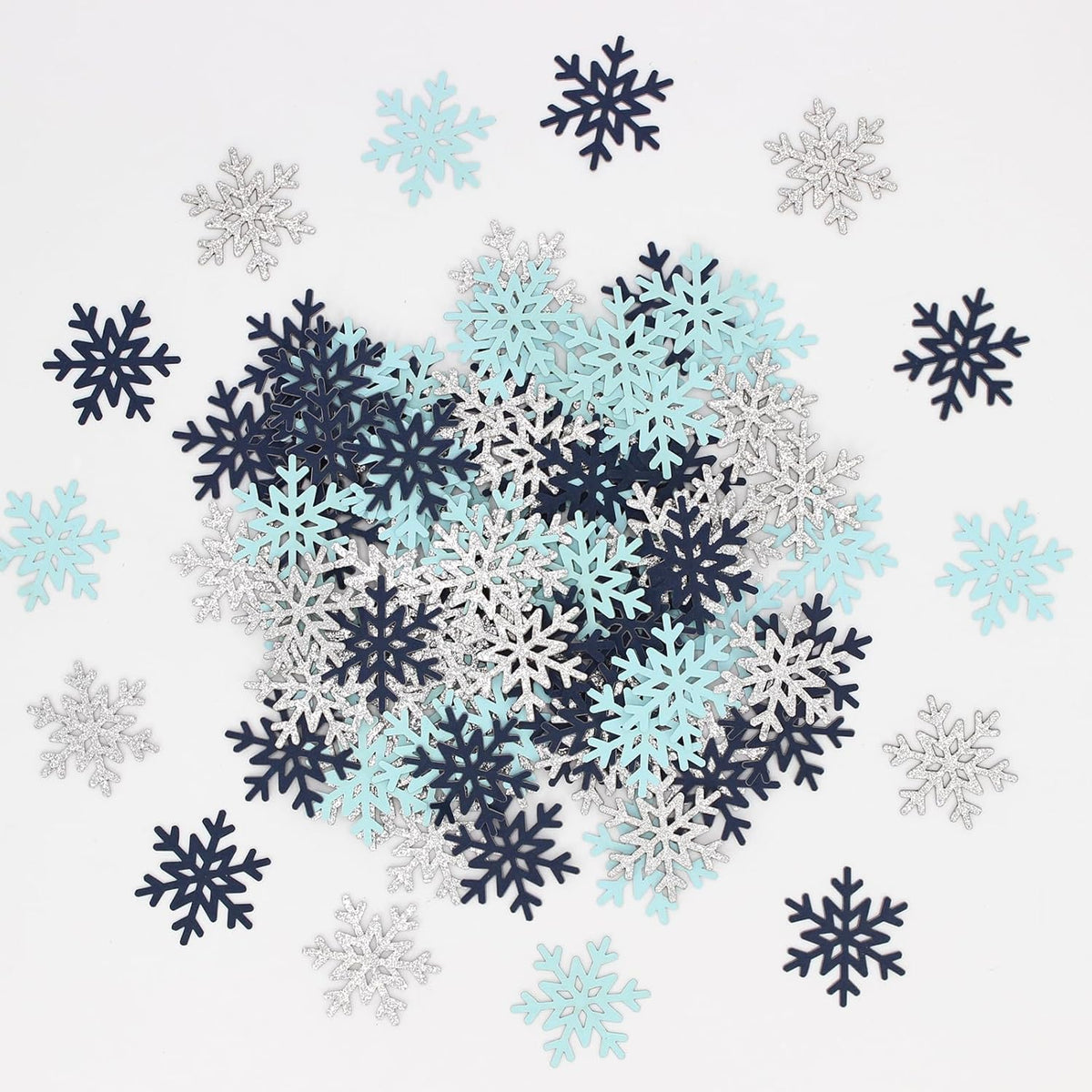 200PC Blue Silver Snowflakes Confetti Winter Wonderland Baby Shower Decorations Boy First Birthday