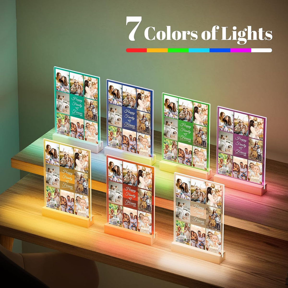 Personalized Collage Picture Frames with Photos, Custom Photo Frame with Night Light, Customized
