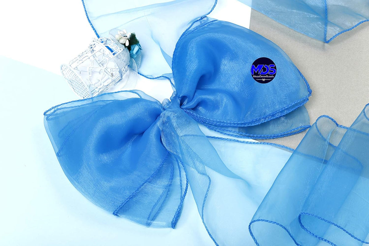MDS Pack of 100 PCS Organza Chair Sashes Wider Dining Chair Bows Ribbon Tie Back for Wedding Party