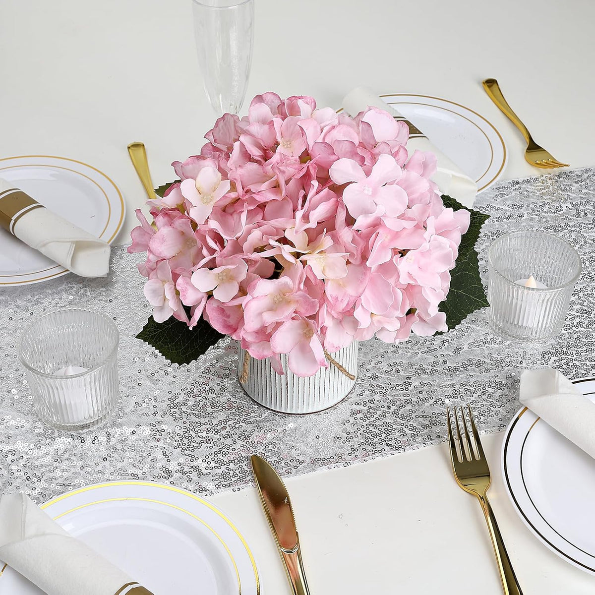 Flower Table Centerpieces - Set of 6 Floral Arrangement Artificial Wedding Hydrangeas Floral