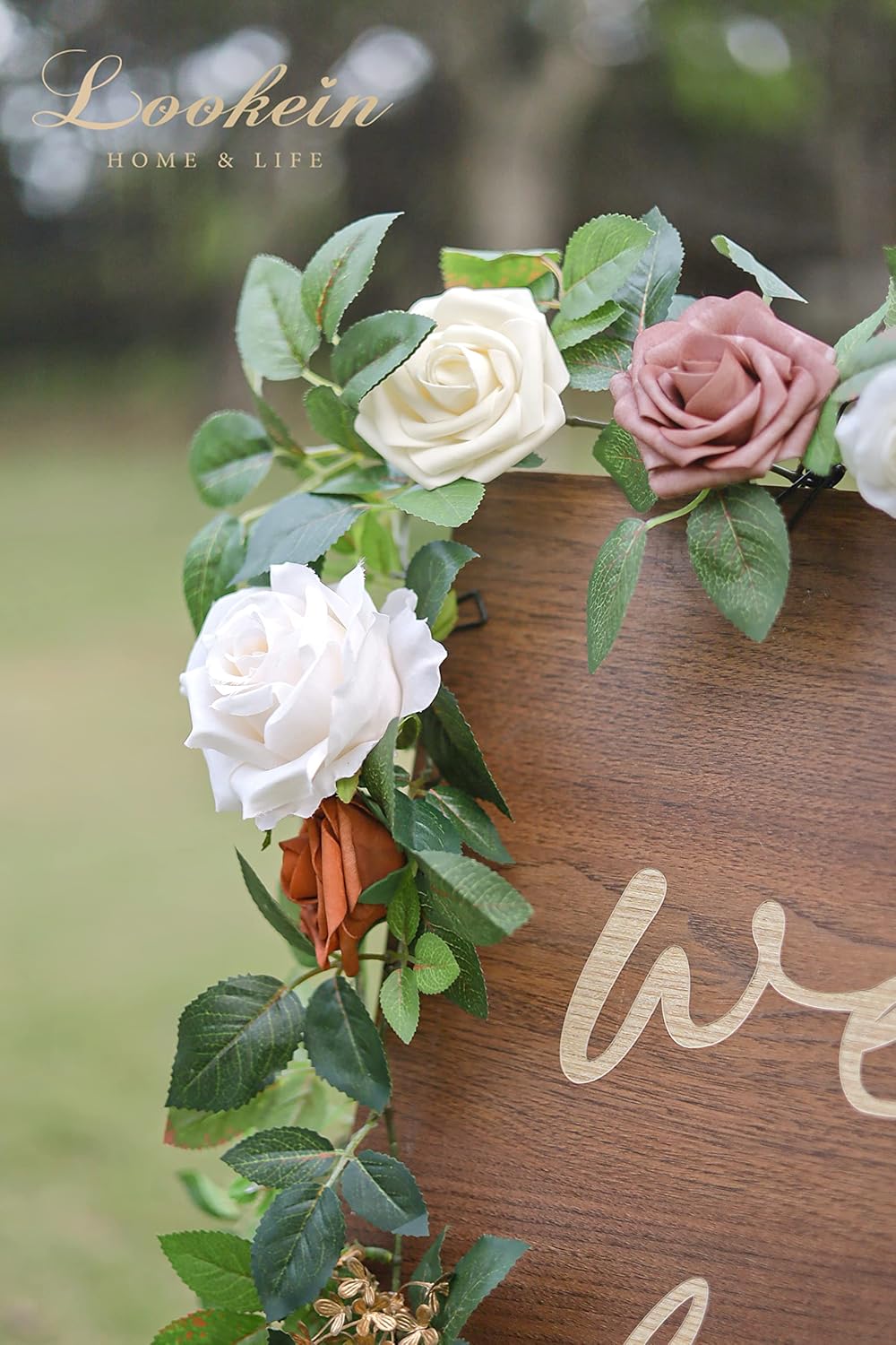 Lookein 5FT Artificial Rose Flower Garland for Table Centerpieces Backdrop Arch Flowers Decorations
