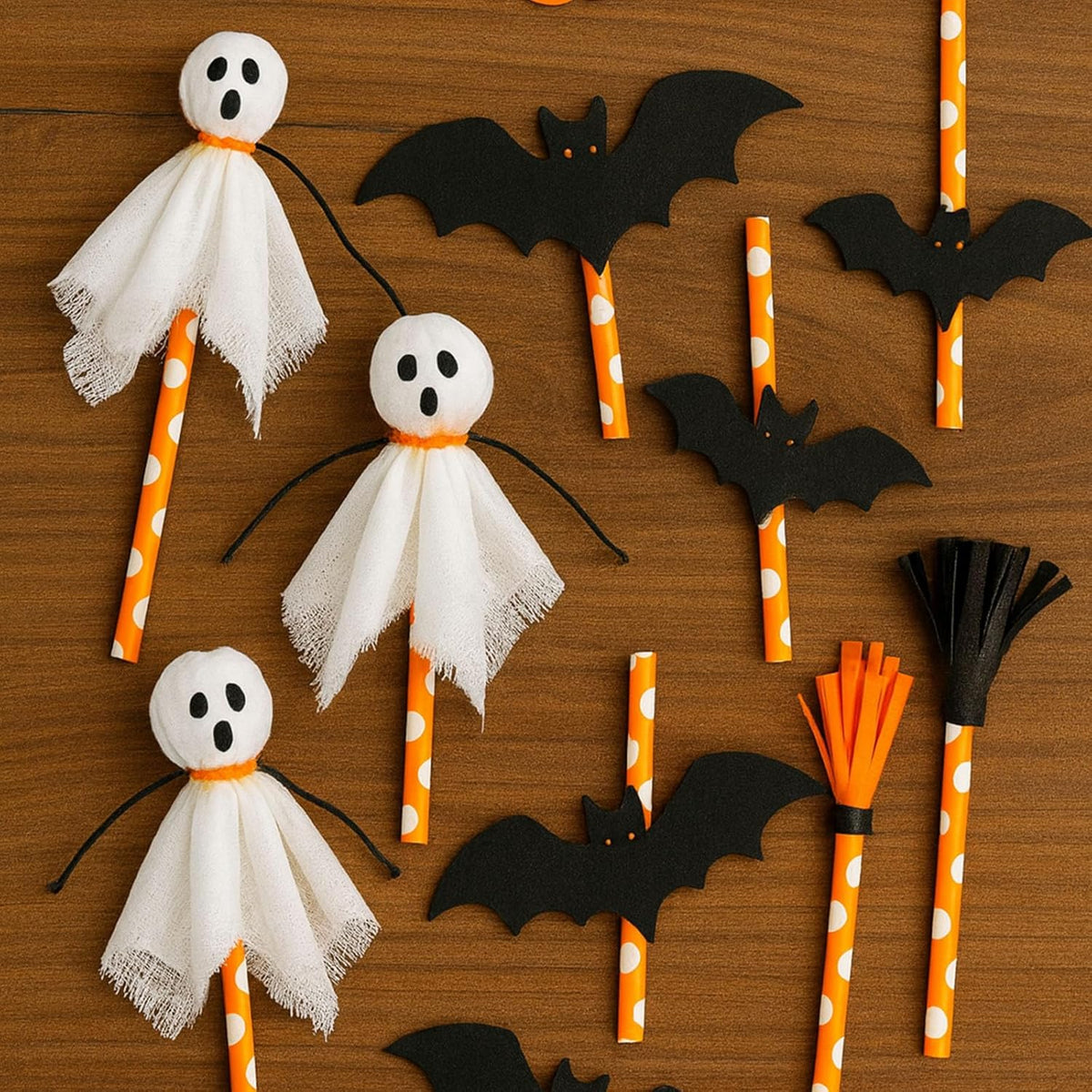 HANSGO Halloween Paper Straws, 70PCS Paper Drinking Straws Bulk for Halloween Party Favor Cupcake