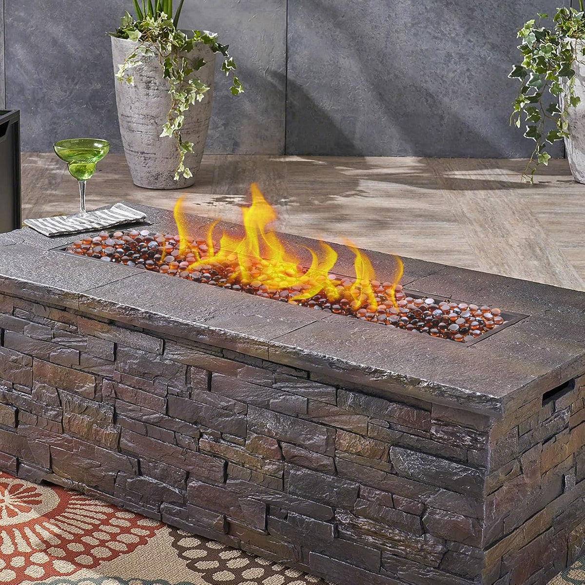 Fire Glass Rocks, Amber Beads for Propane Fire Pit, Fireplace and Outdoor Decorative. 3/4 High