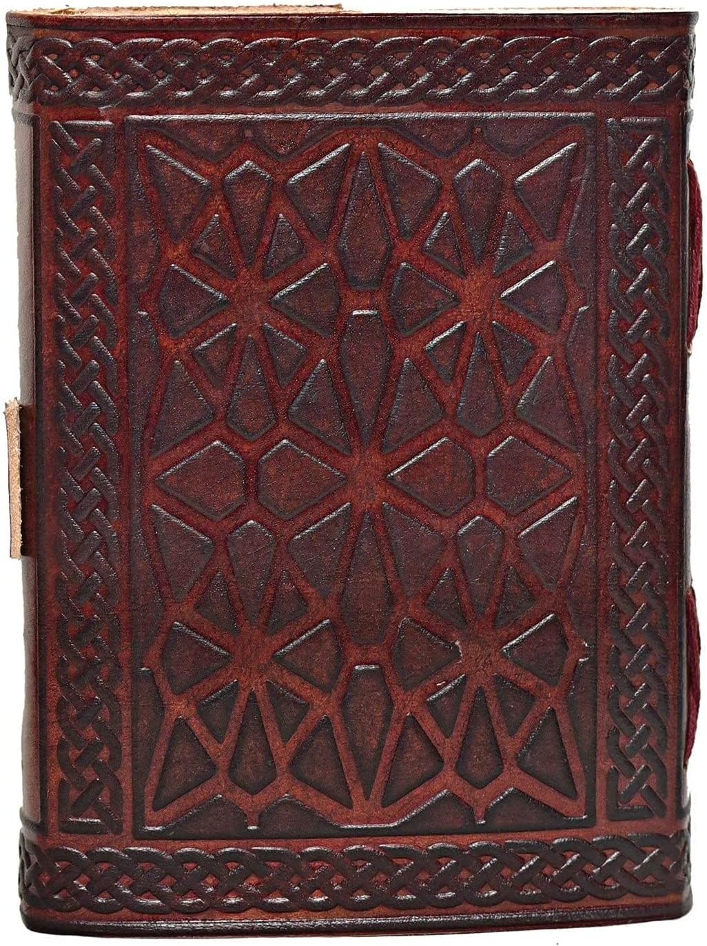 cuero 3 Moon Blue Lapiz Embossed Vintage Leather Journal | 240 Pages of Antique Handmade Deckle