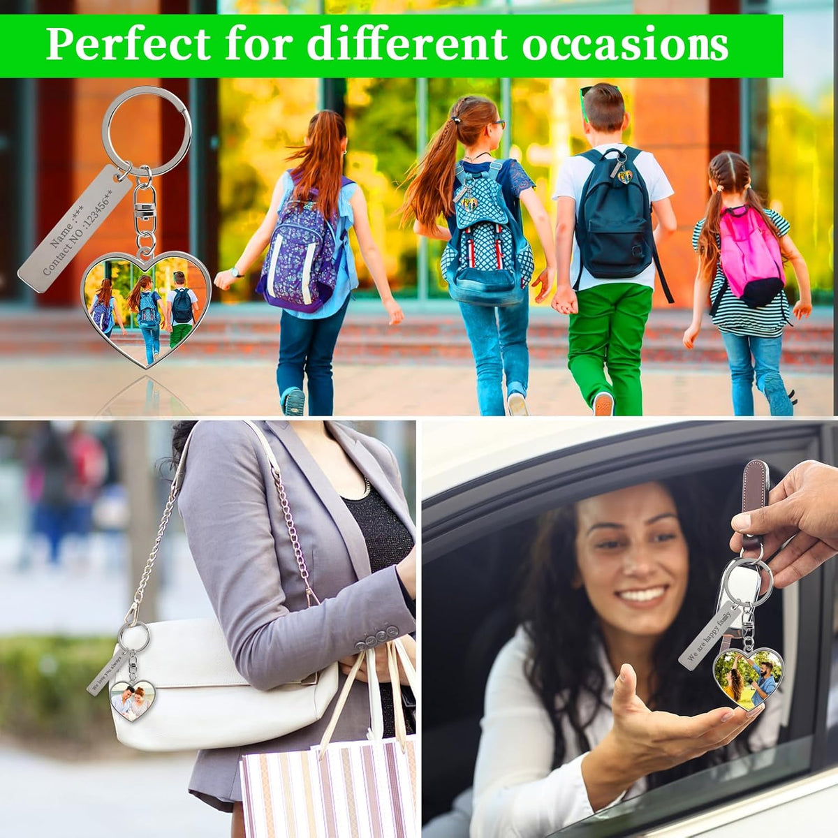 Double Side Custom Keychain with Picture Personalized Engraving Photo Text Customized Gifts for Men