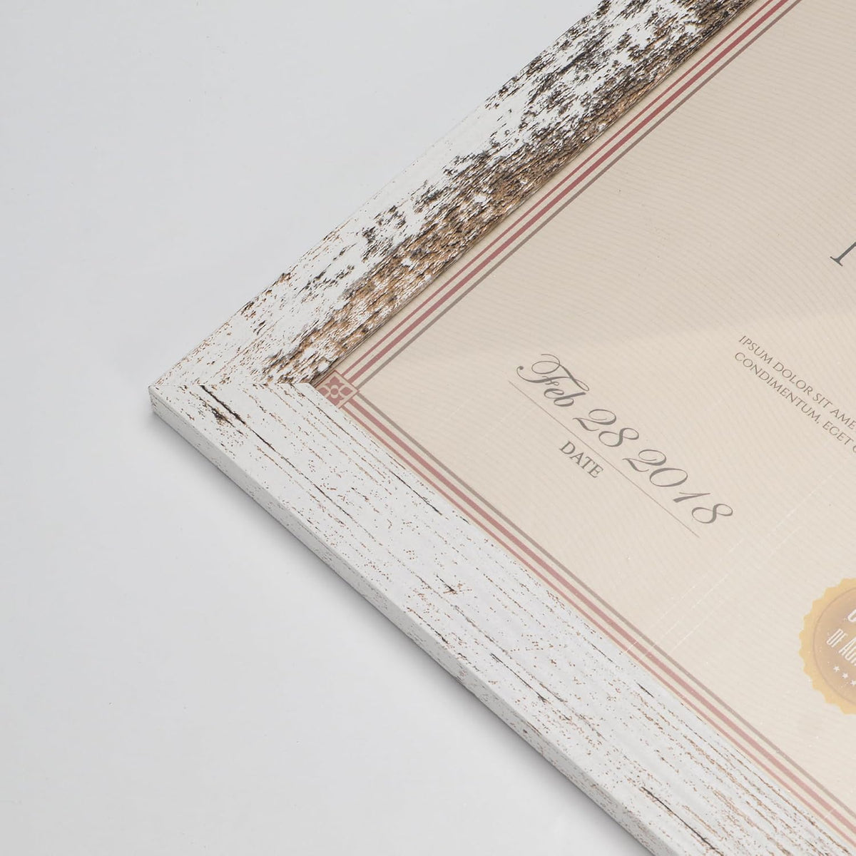 PETAFLOP Bulk Document Frames 8.5x11 Certificate Picture Frame Set of 18, Distressed White Frame