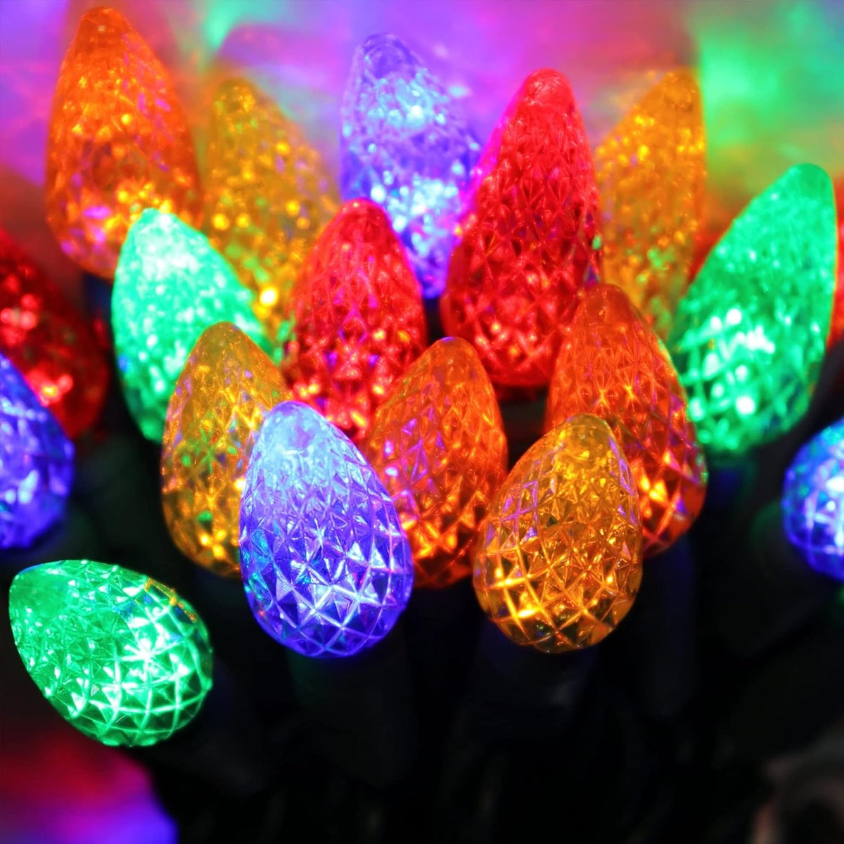 Dazzle Bright C6 Christmas String Lights, 100 LED 33 FT Waterproof Green Wire Fairy Lights, 8 Modes