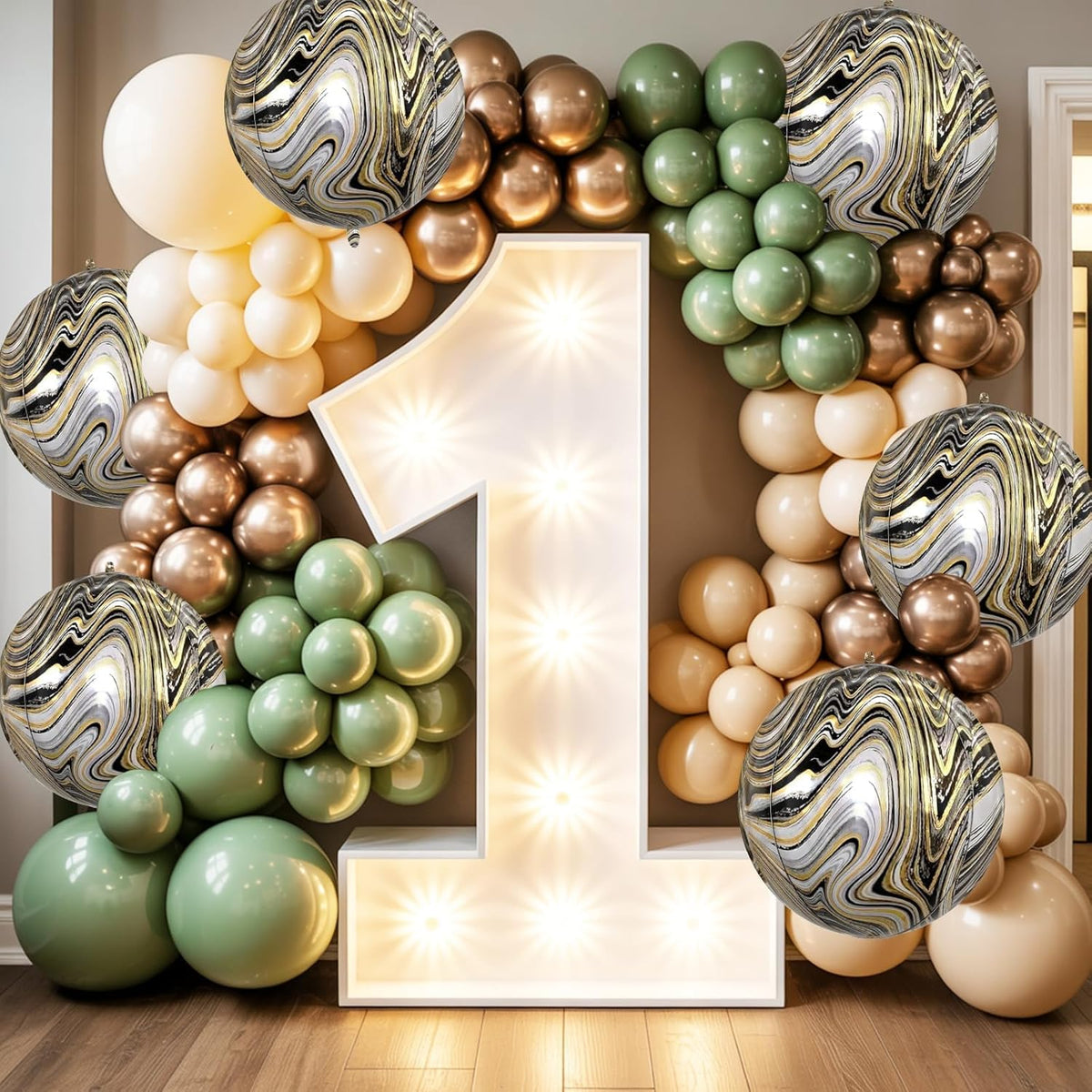 6 Pcs Black Gold and White Balloons, Saxuxu Black and Gold Balloons, 22 Inch Big Round Foil Balloon