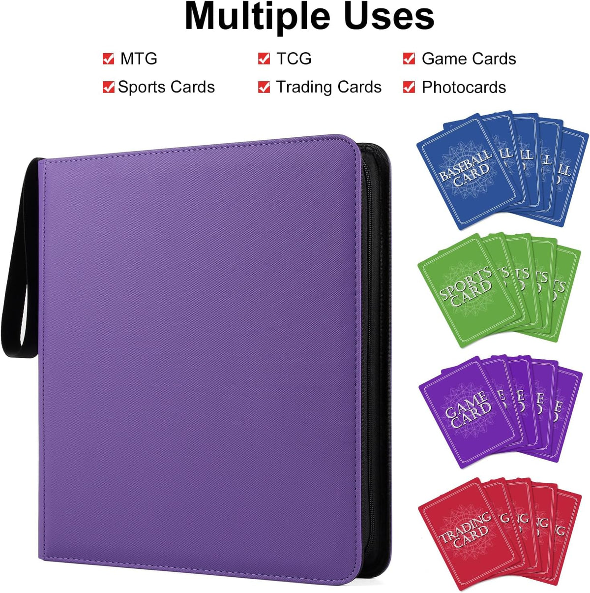 GEAoffice 12 Pocket Card Binder Holds 720 Cards - Sturdy PU Cover Trading Card Collection Holder
