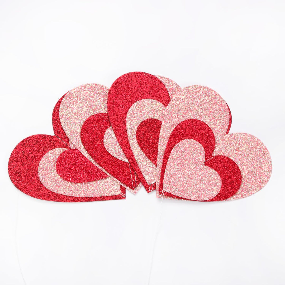Red Pink Party-Decoration Heart Garland - 40ft Galentines Hanging Paper Streamers, Proposal