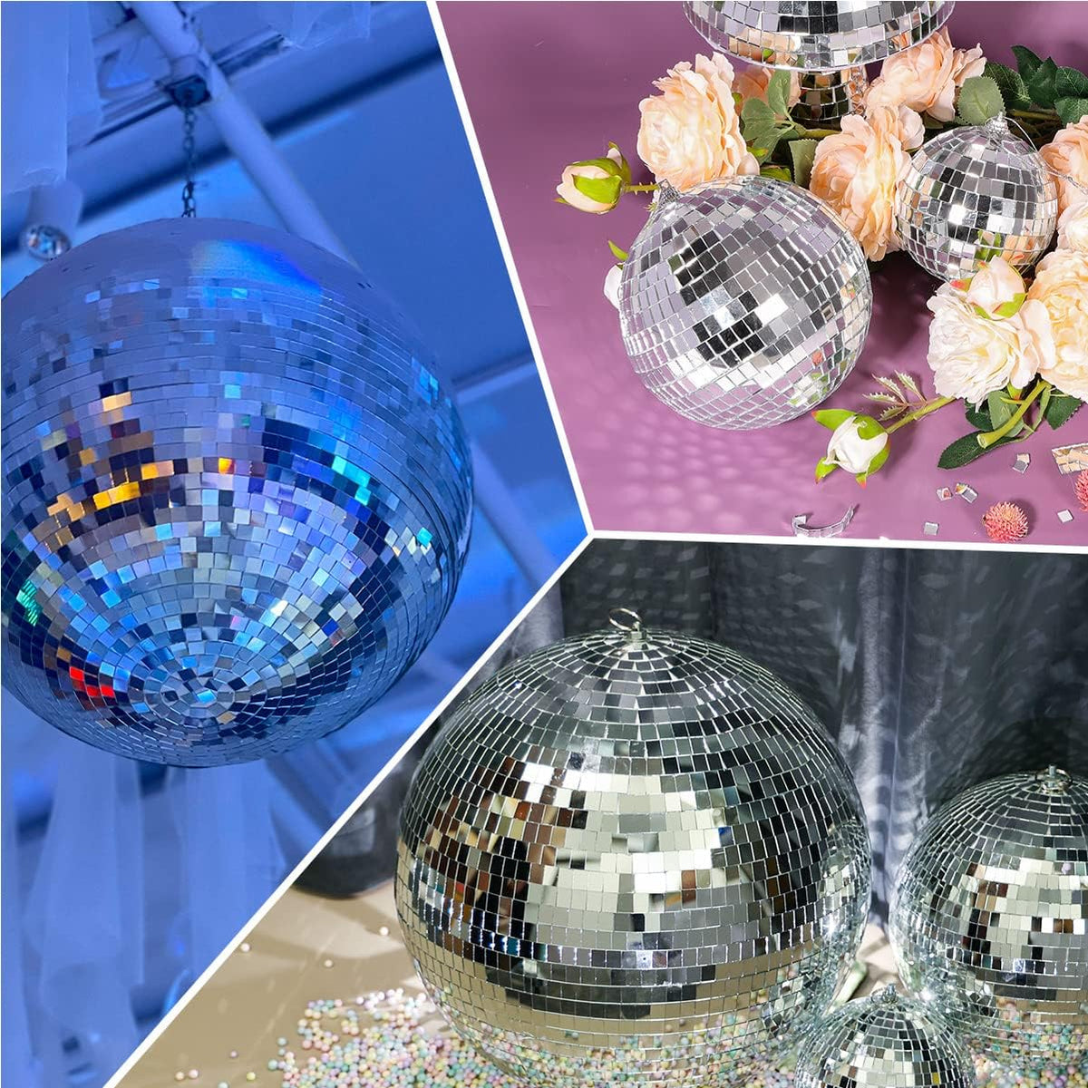 PP OPOUNT 10800 PCS Disco Tiles, 5 x 5 mm Self-Adhesive Glass Mirror Tiles for Craft Decoration
