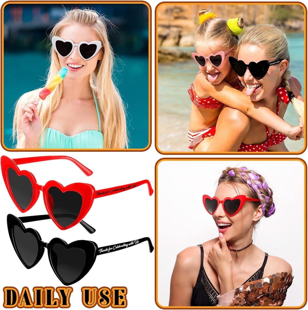 Vabean Wedding Heart Sunglasses Bulk Wedding Gifts Bachelorette Bridal Party Favors for Guests
