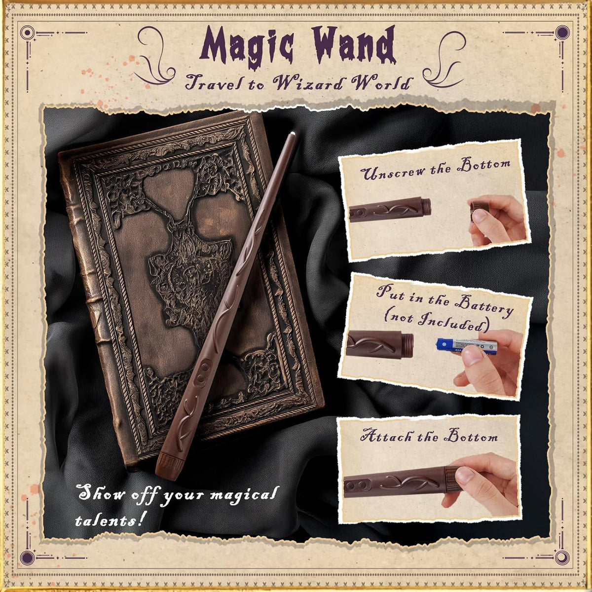 Homemory Floating Candle with Wand Remote, 12 Pcs Magical Candlesticks Witch Decors, Warm Yellow