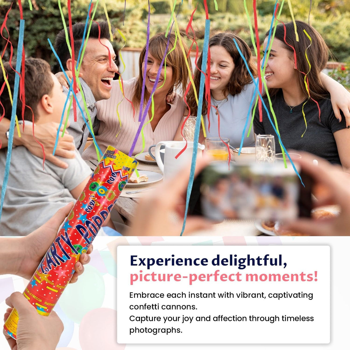 Confetti Cannon 12Inch Multicolor confetti popper party streamer Biodegradable 12Pack Party Popper