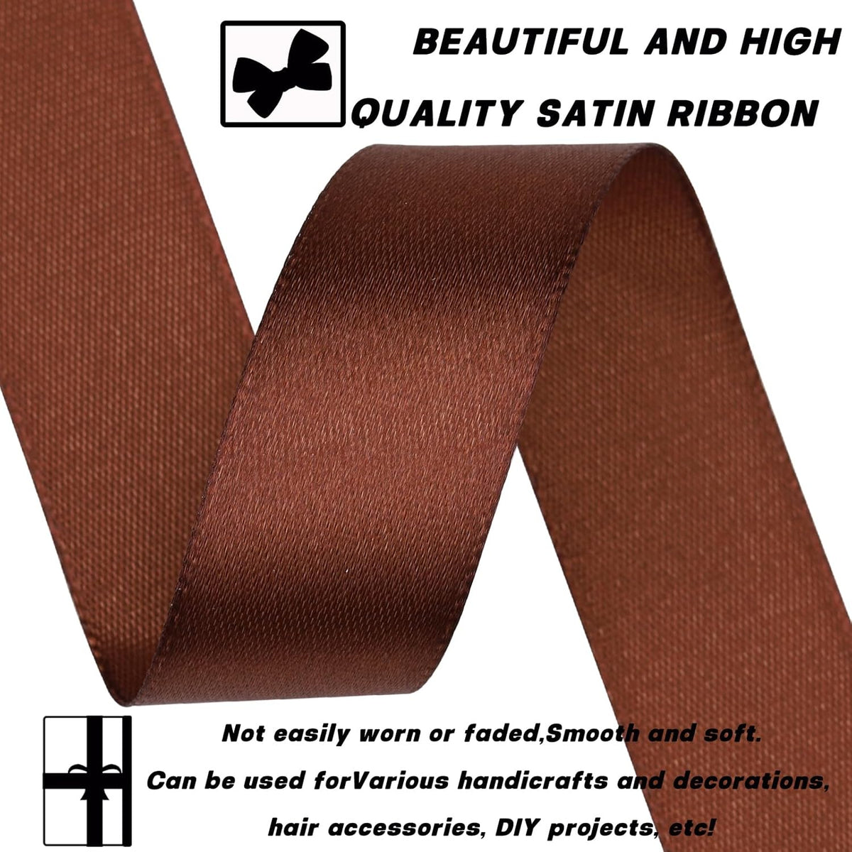 Brown Ribbon 7/8 Inch 30 Yards Satin Craft Ribbon-Single Face Polyester Ribbon for Handmade