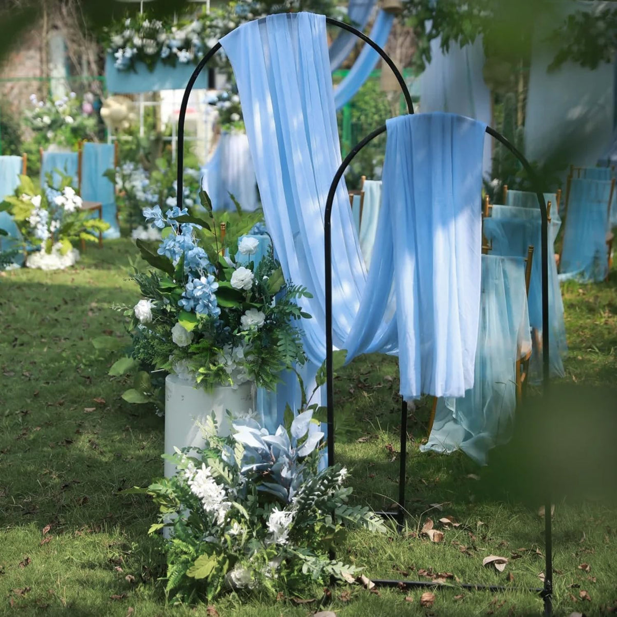 Wokceer Wedding Arch Draping Fabric 6 Panels 28.7" x 20FT Dusty Blue Drapes Sheer Fabric Backdrop