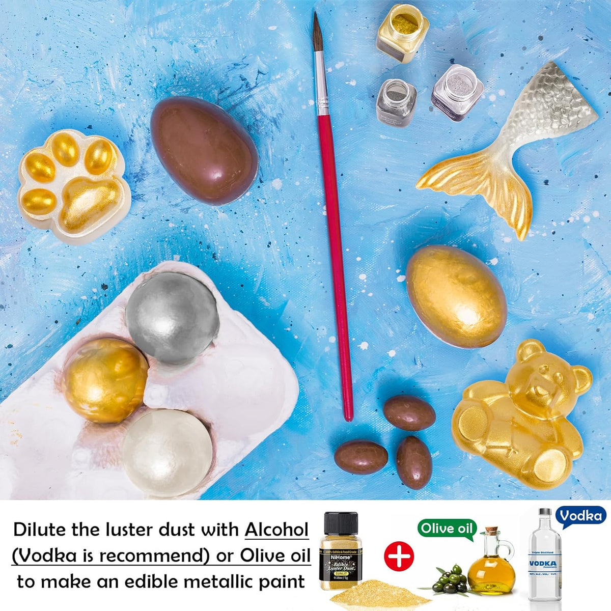 NiHome Edible Food-Grade Glimmer Powder Glitter Luster Dust Metallic Food Decorating Sprinkle