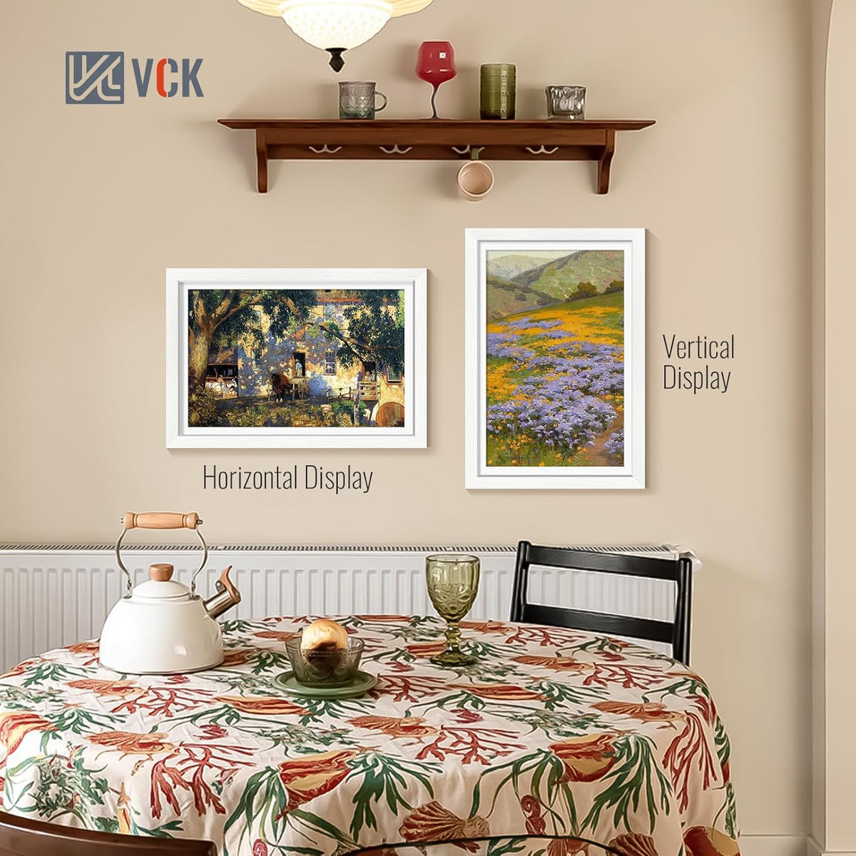 VCK 12x18 Frame, Textured White Wood Poster Frame with HD Glass, Display Picture 11x17 with Mat or
