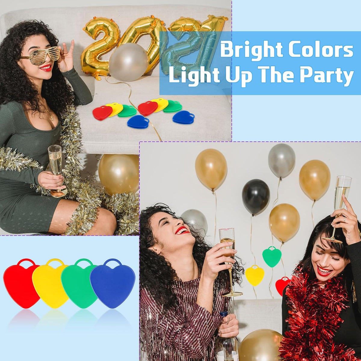 Lenwen 80 Pcs Balloon Weights Plastic Colorful Weights for Balloons for Birthday Party Decoration