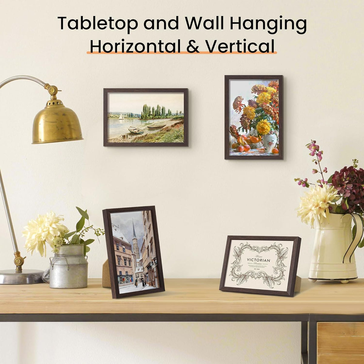 upsimples 4x6 Picture Frame Set of 3, Made of High Definition Glass for 4 x 6, Wall and Tabletop