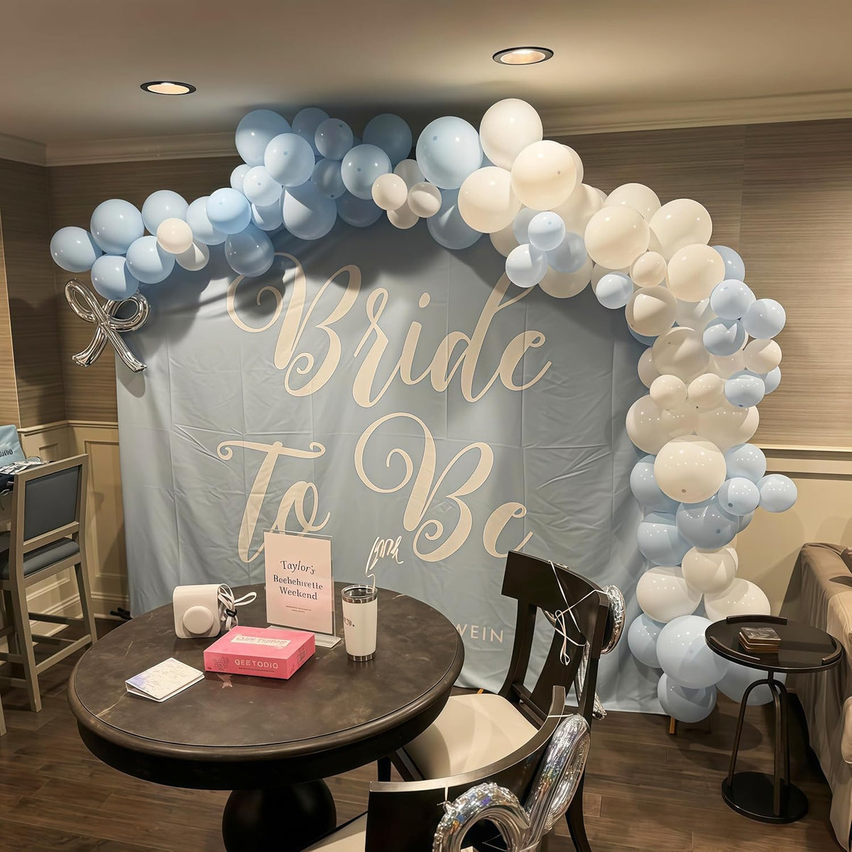 Pastel Blue and White Balloons, 12 Inch 35PCS Light Baby Blue Pearl White with Clear Latex Balloon