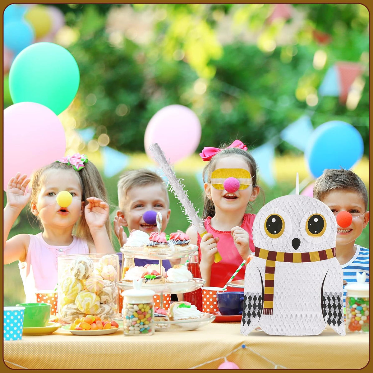 Small Owl Pinata Bundle with a Blindfold (16.5 x 12.5 x 4 Inches), Perfect for Birthday Parties