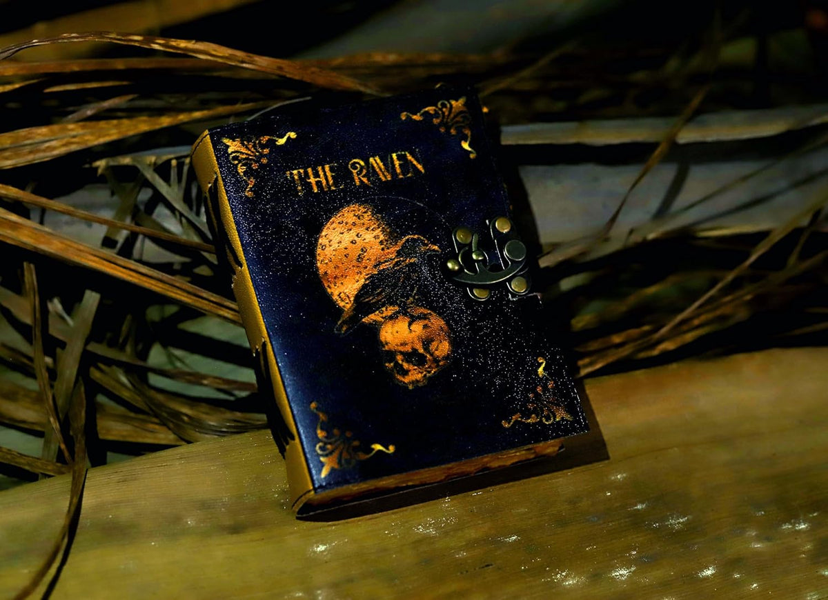 Leather Gothic Journal Magical Raven Skull Spiral Notebook Mystery Crow Journal Grimoire Witchcraft
