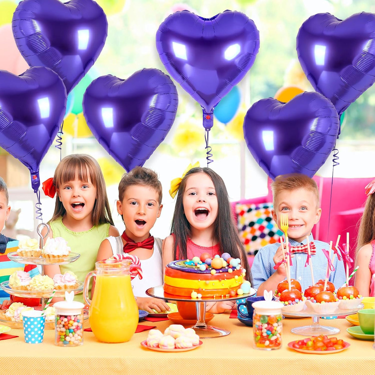 24 Pcs Purple Heart Balloons,18 inch Heart Shape Foil Balloons Love Balloons Valentine Balloons for
