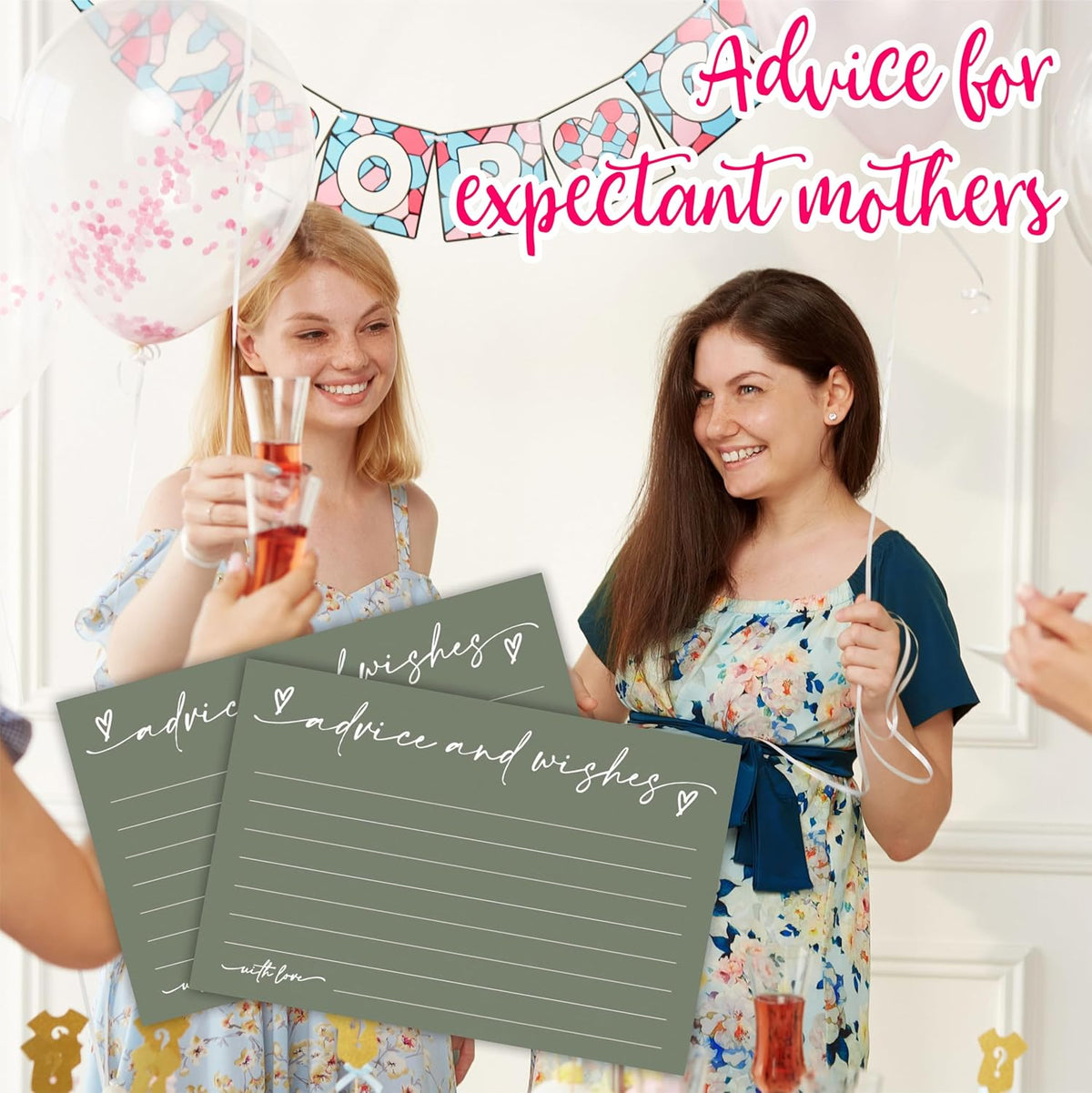 30 Advice & Wishes Cards - Olive Green - Double Sided Fill-In Advice Cards For Bridal, Wedding