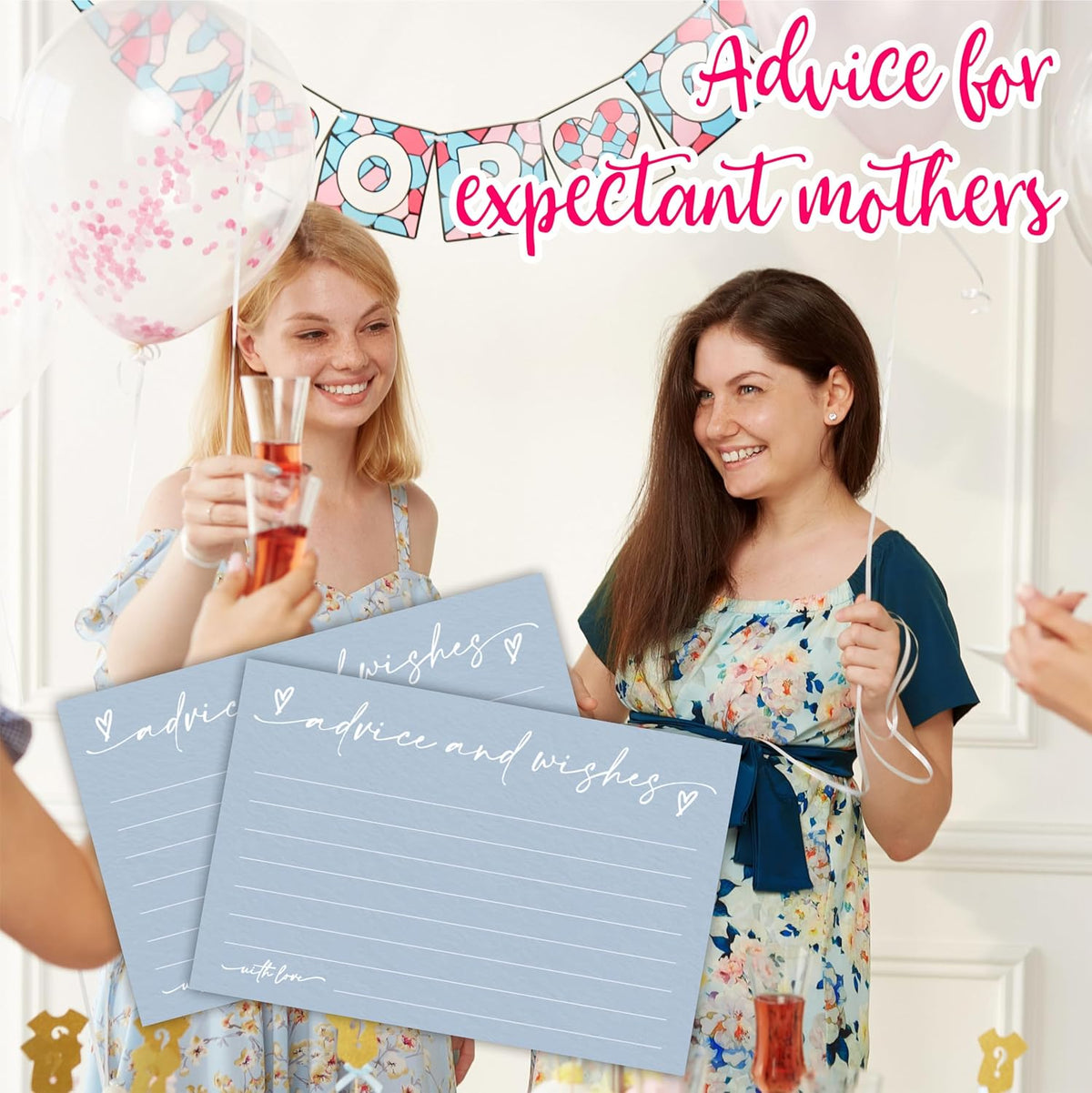30 Advice & Wishes Cards - Minimalism Blue - Double Sided Fill-In Advice Cards For Bridal, Wedding