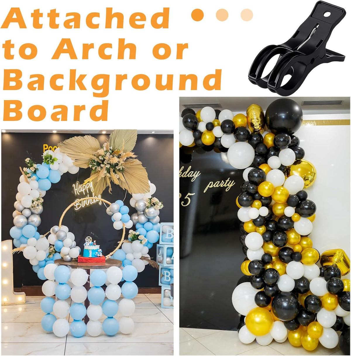 LemonRoad 10 Pack Large Balloon Arch Clips Plastic Transparent Backdrop Spring Clamps 3.5 Inch