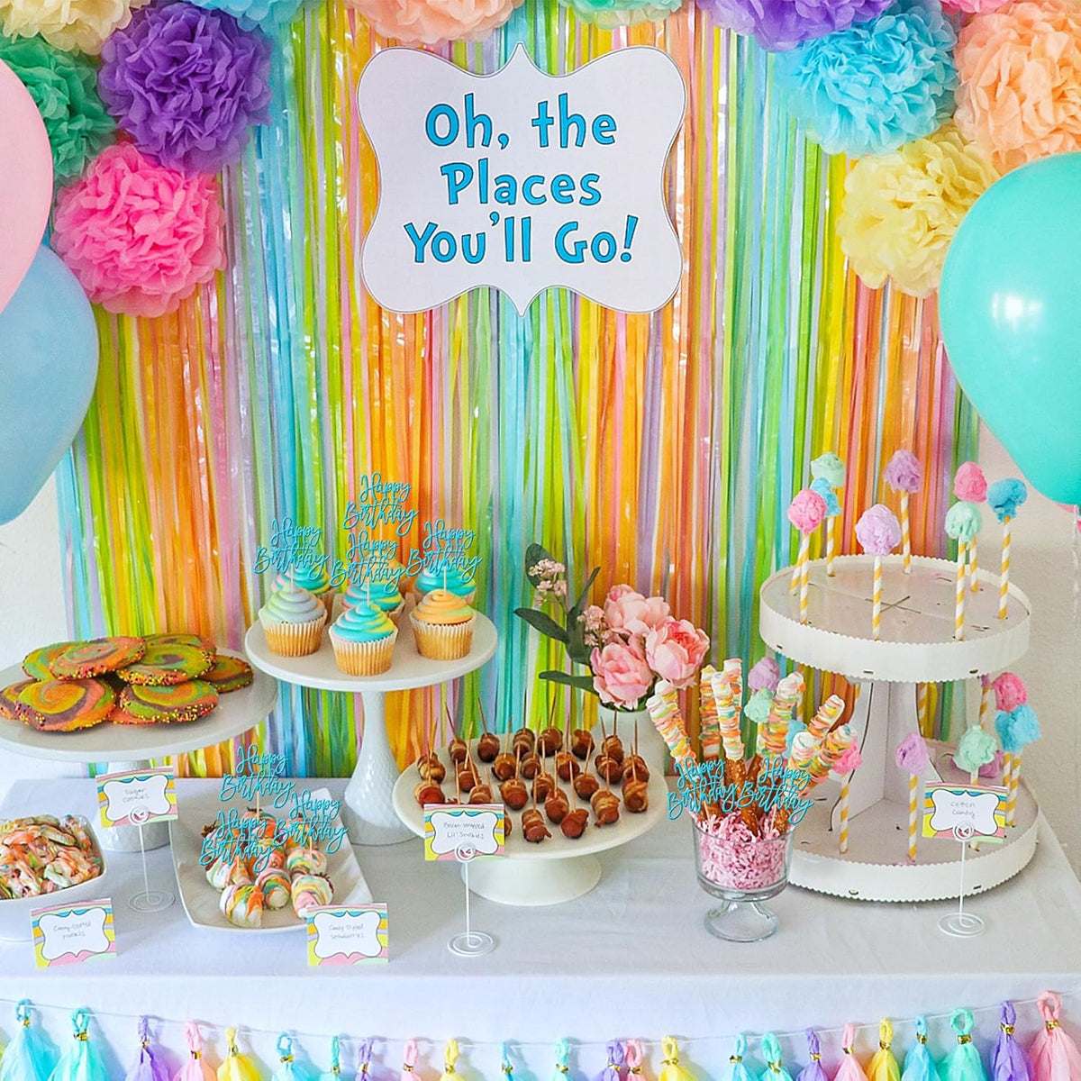 24 PCS Happy Birthday Cupcake Toppers Glitter Picks for Celebrating Anniversary Theme Party Cake