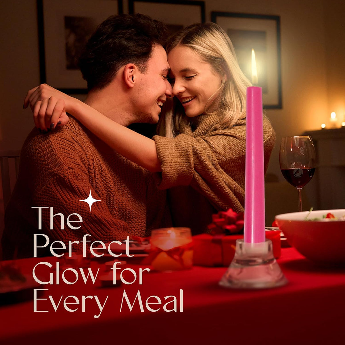 Leor & Lair Pink Taper Candles - 4 Pack 10" Hot Pink Candles - Unscented Long Burning Candlesticks