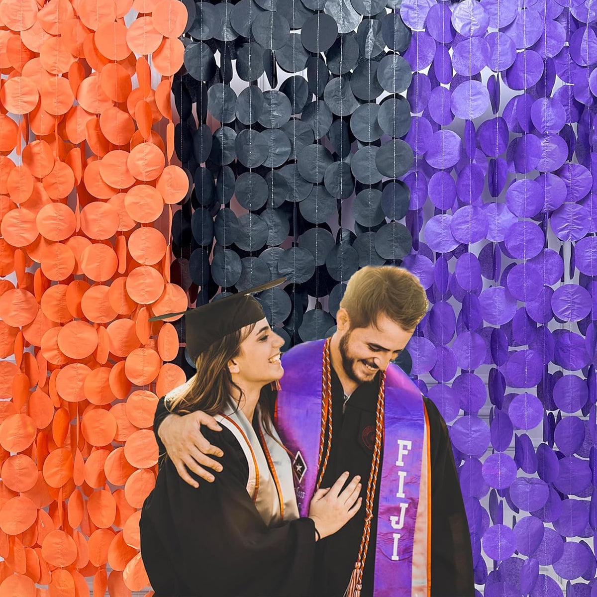 192 Ft Orange Purple Black Party Decorations Polka Dots Streamer Garland Backdrop for Halloween