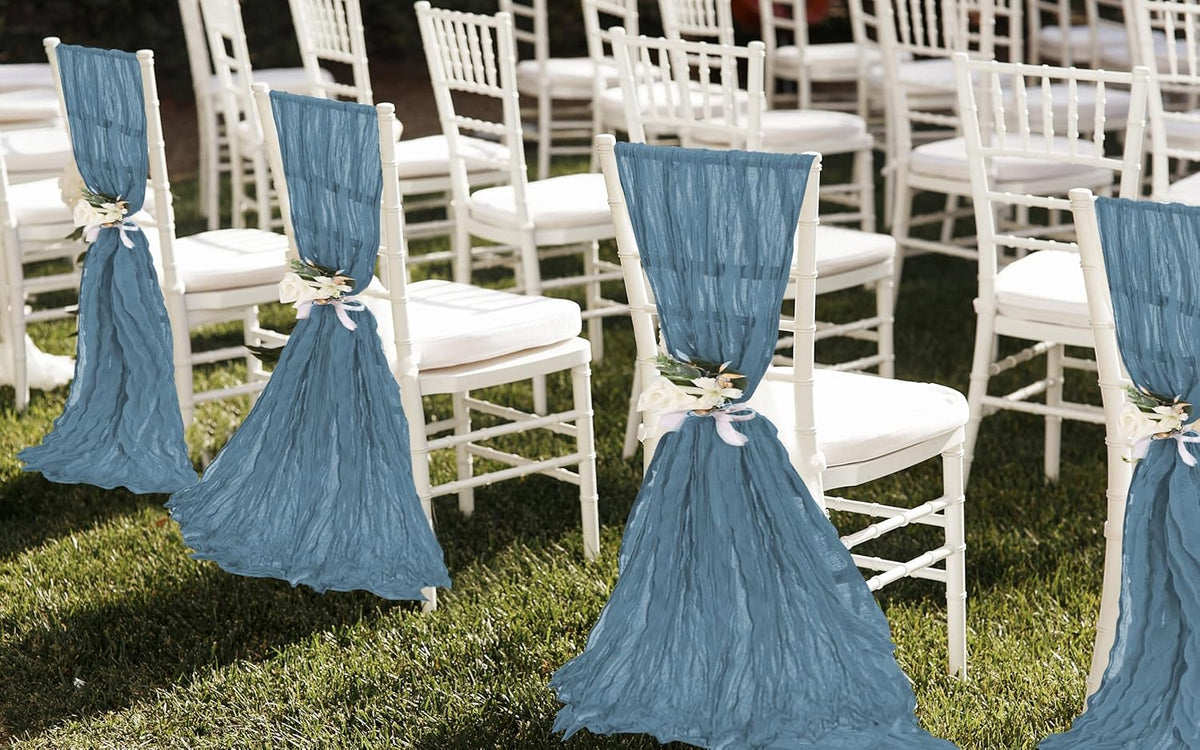 50 PCS Cheesecloth Chair Sashes, Bows Designed ChairSashes, 15.7x108 inch Chair Sashes for Aisle