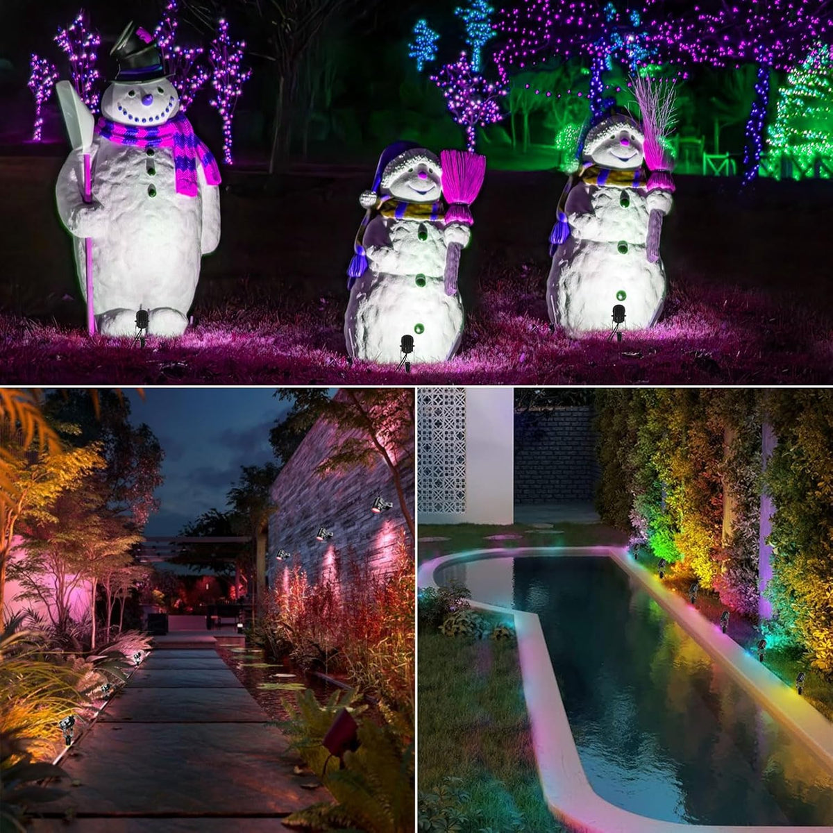 Outdoor Landscape Lighting, 6 Pack RGB Outdoor Spot Lights with Transformers and Remote, 12V Low