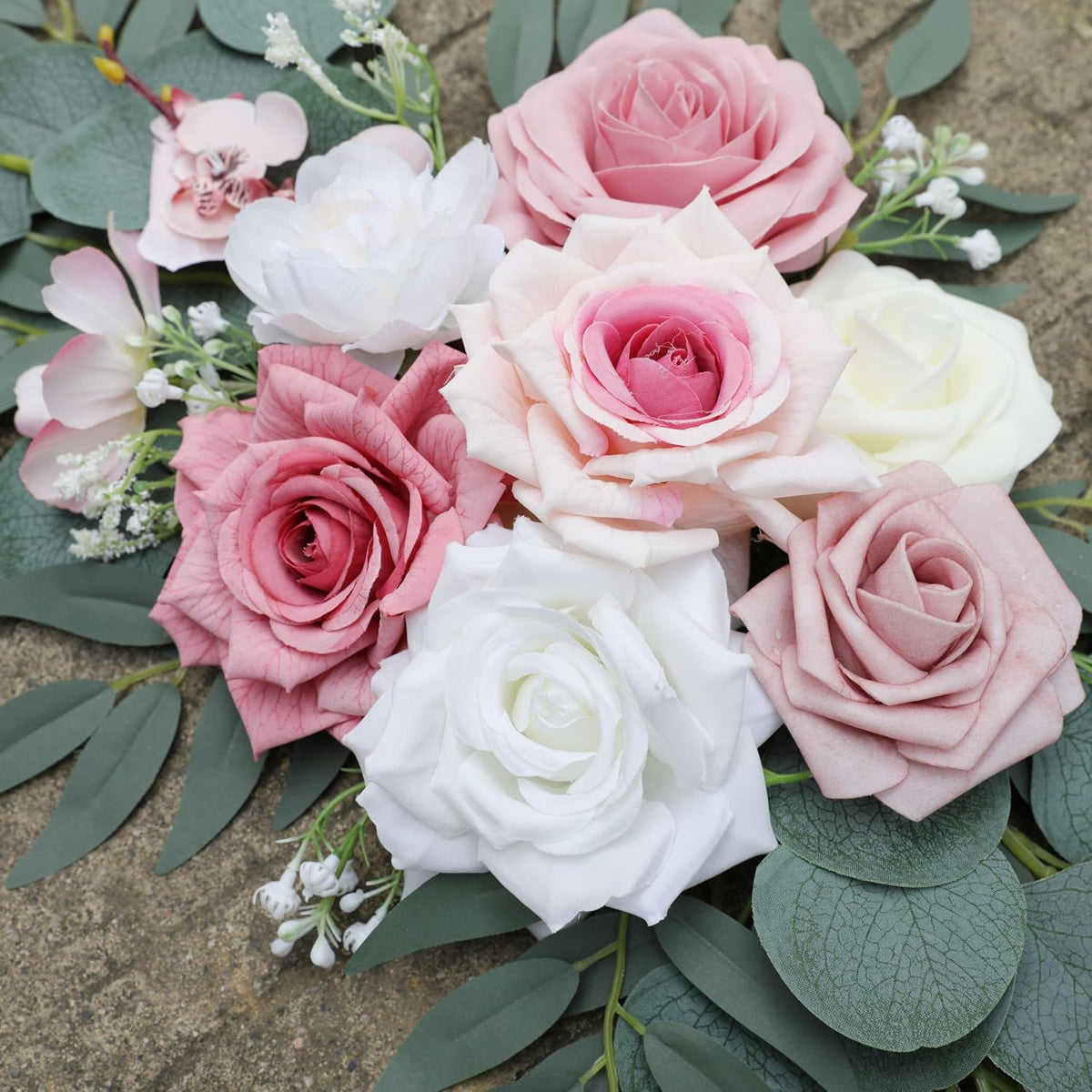 ponatia Artificial Wedding Arch Flowers (Pack of 2), Dusty Rose Wedding Flowers for Wedding Welcome