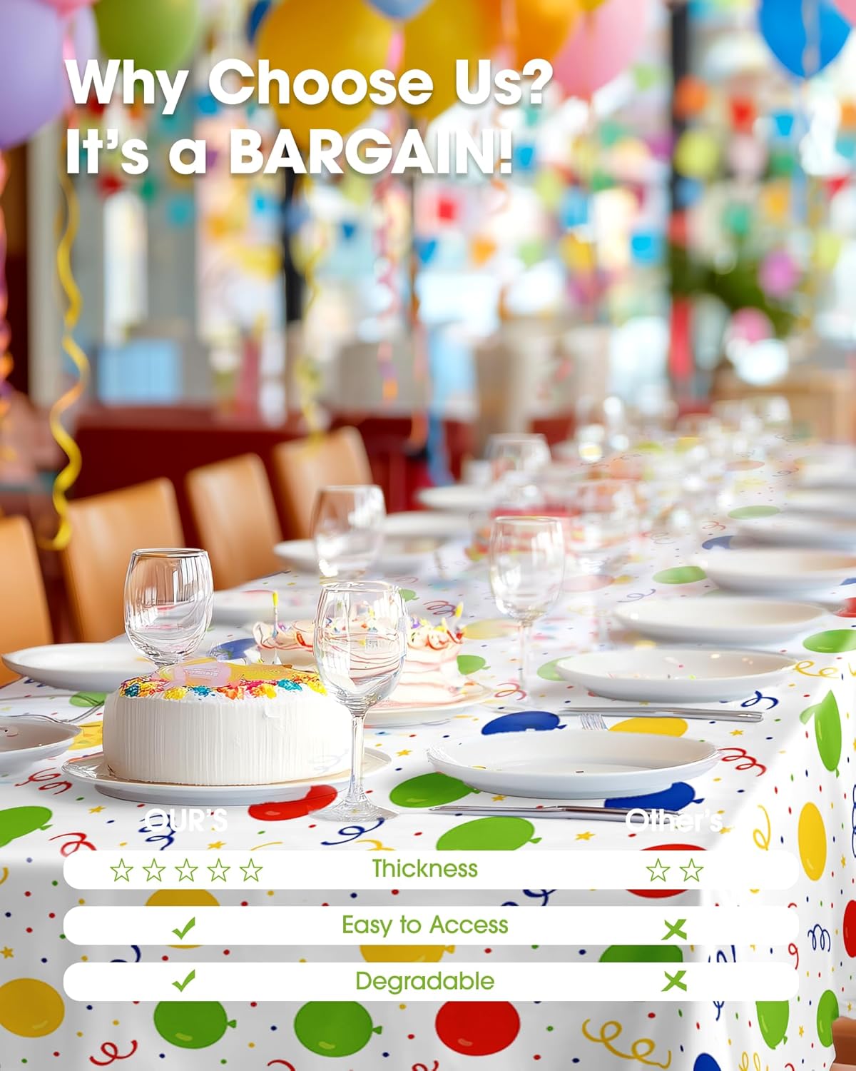 Pureegg Plastic Table Cloth Disposable 10 Pack, 54 x 108 Inch Table Cloths, Birthday Party