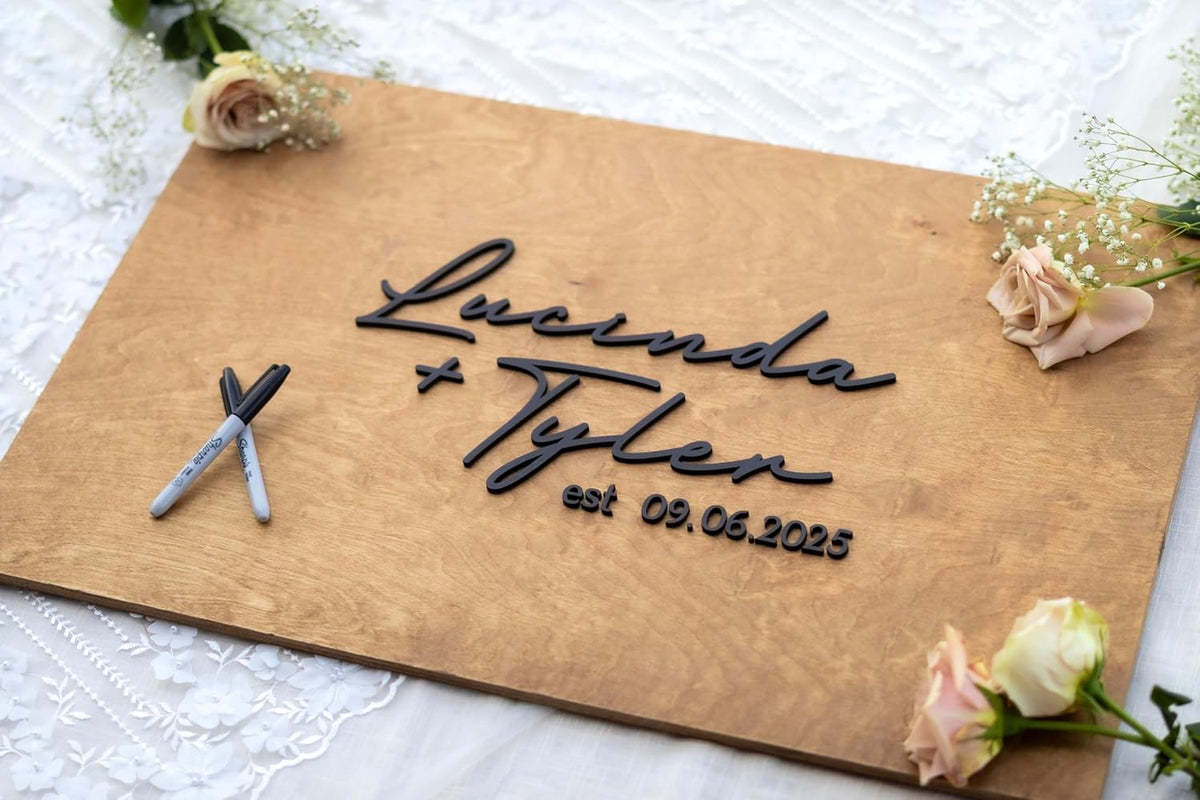 Personalized Last Name Guest Book, Unique Guest Book Sign, Custom Alternative Guest Book, Wooden
