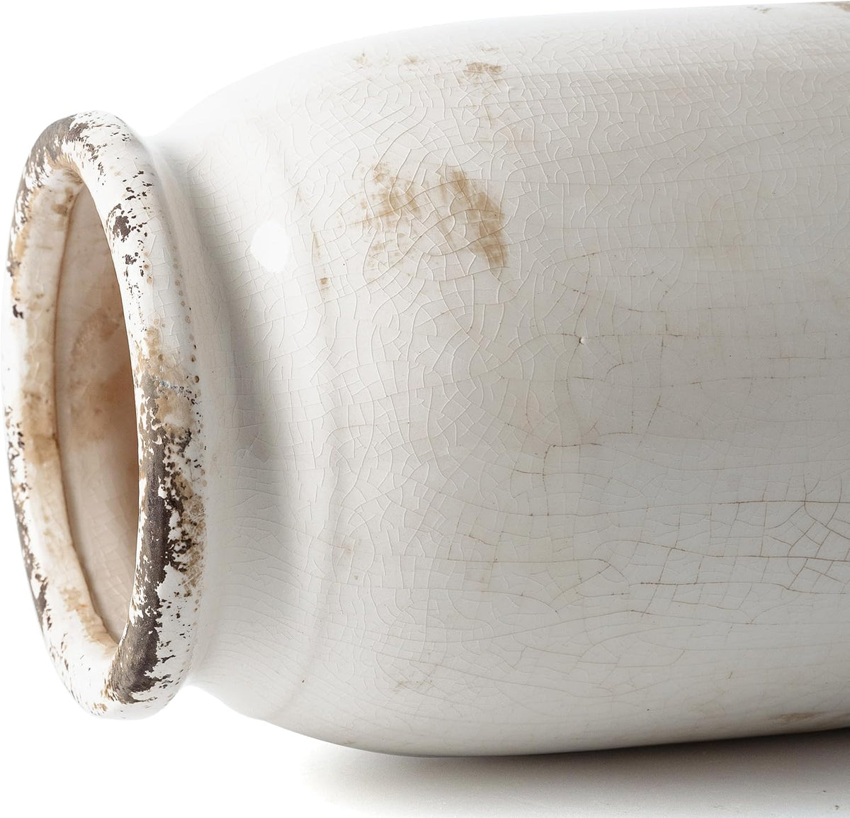 VICTOR & TERESA Rustic White Vase for Home Decor, Ceramic Vases for Flowers, Modern Farmhouse