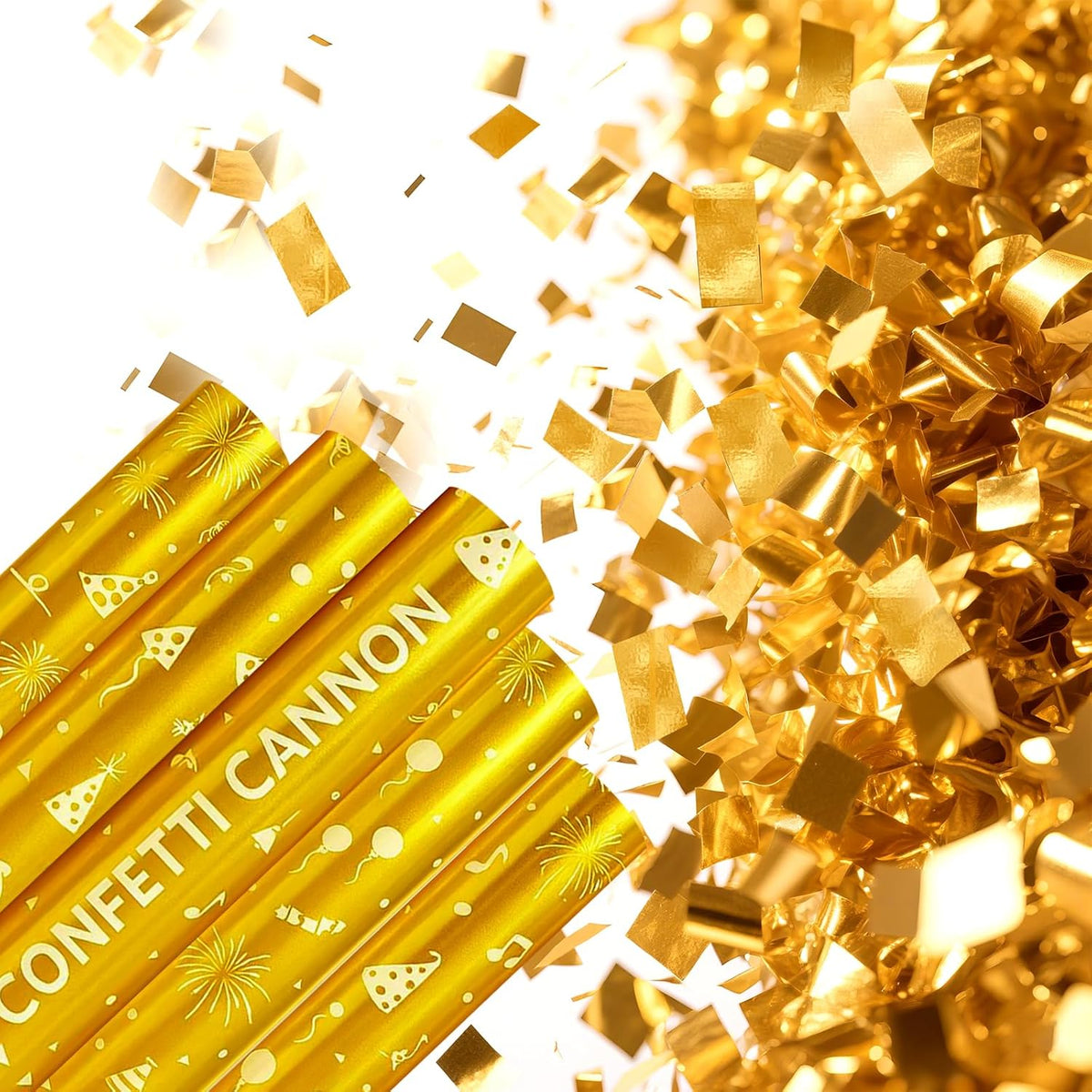 Gold Confetti Cannon Set of 5 | Long-Range Confetti Poppers for Birthdays, Graduations, Weddings