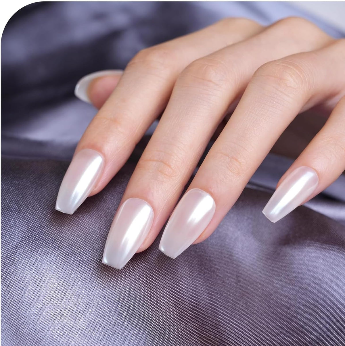 Pretty Diva White Pearl Chrome Nail Powder, Pearl Chrome Powder for Nail, Magic White Chrome Nail