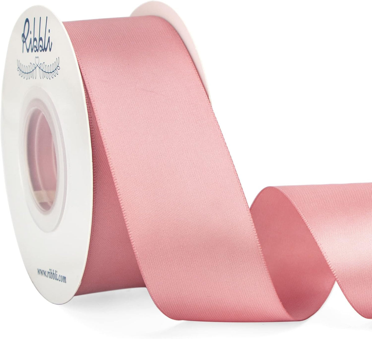 Ribbli Rose Gold Double Faced Satin Ribbon,1-1/2” x Continuous 25 Yards,Use for Bows Bouquet,Gift