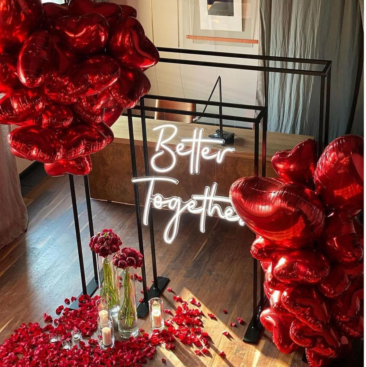 12 Pcs Heart Balloons, 18 inch Red Heart Shaped Balloons, Big Foil Helium Balloon, Love Foil