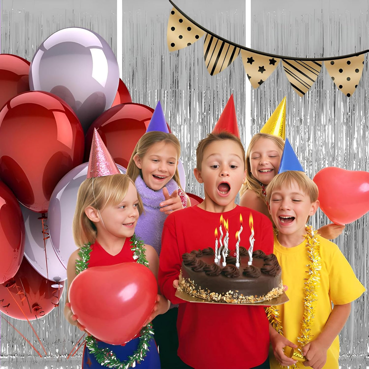 Keyali 3 Pack 3.3 * 8.3 ft Foil Curtain Metallic Tinsel Fringe Curtains Photo Booth Props Backdrop