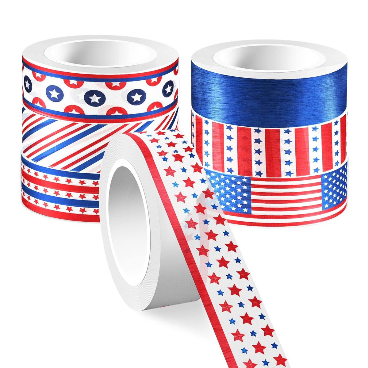 Adirasenotek Washi Tape 12 Rolls Patriotic Packing Tape American Flag Decorative Paper Stickers DIY