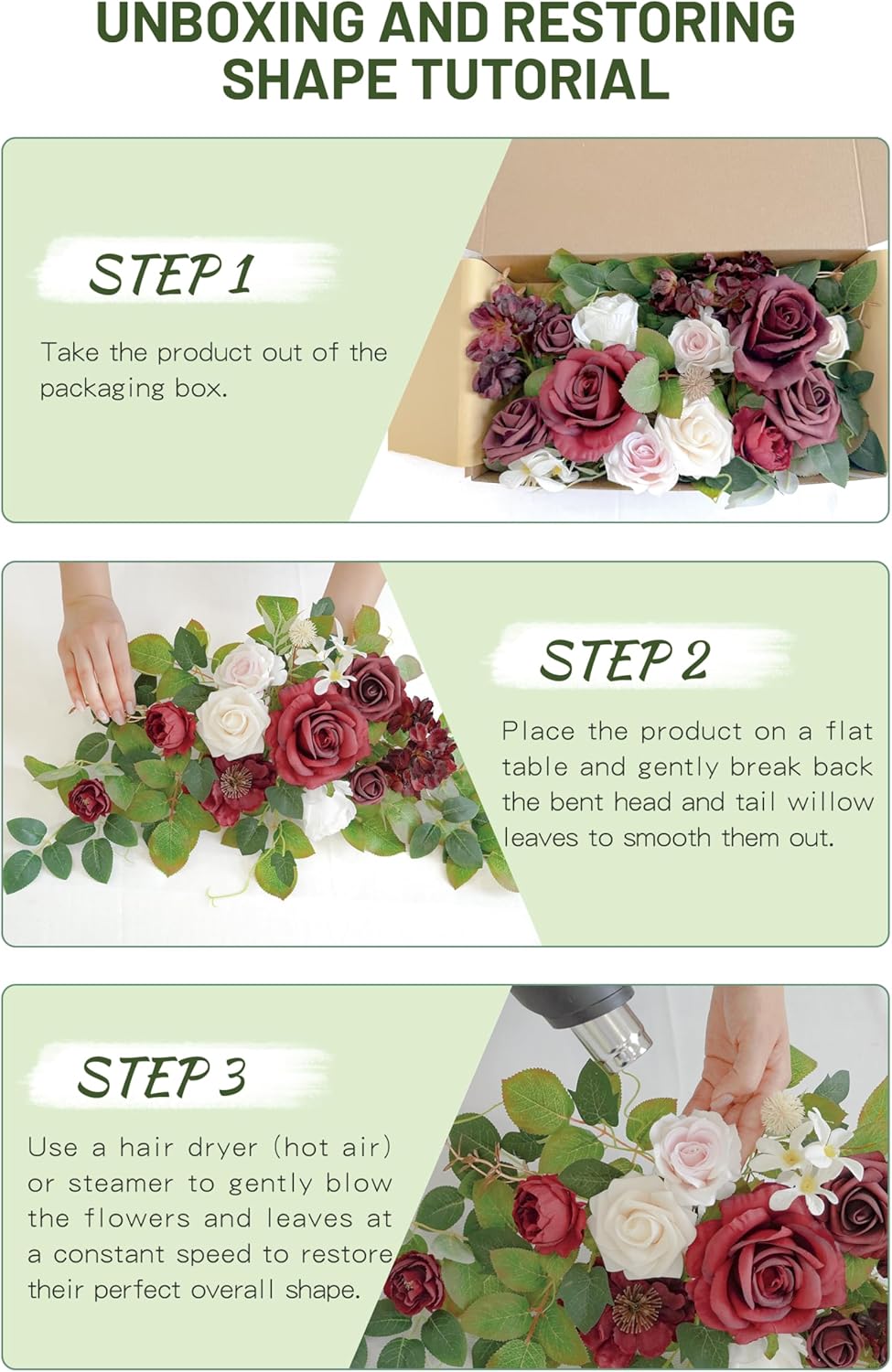 Wedding decor (pack of 2) Welcome Sign Flower Backdrop Garland For Ceremony Reception Wall Easel